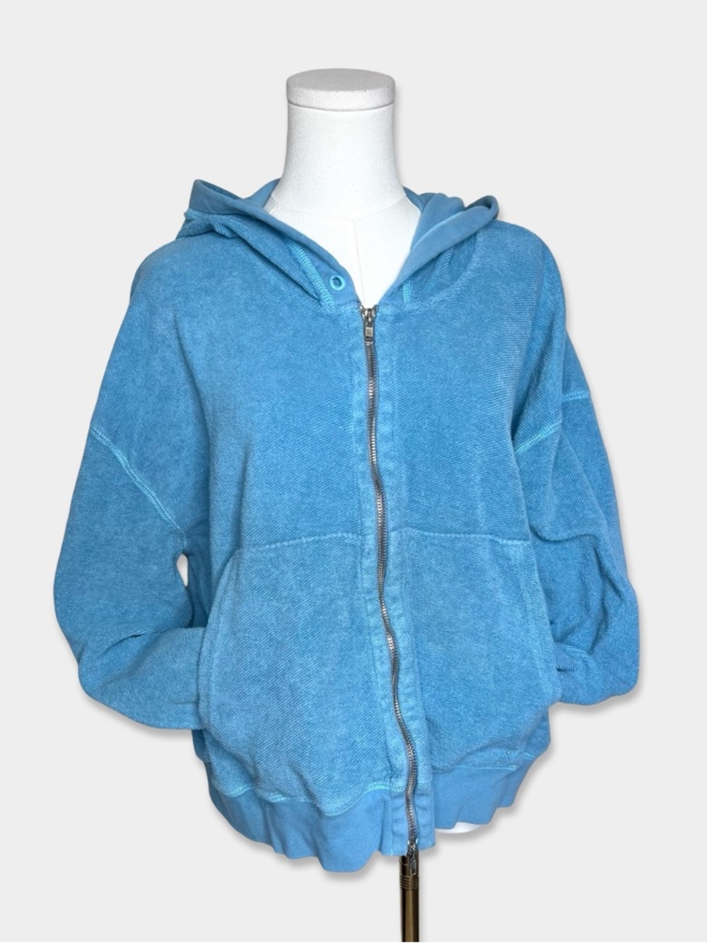 ATM Anthony Thomas Melillo Size XL Light Blue Hooded Zip Jacket